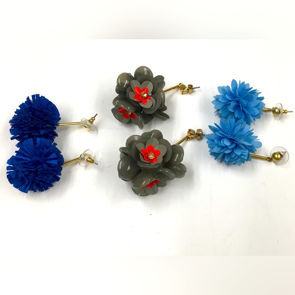 J Crew Earrings Bundle (3) Gold  Tone Blue